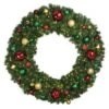 60" Lit LED Warm White Decorated Wreath - Colors Of The Holidays - Bow Option Available