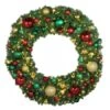 60" Lit LED Warm White Decorated Wreath - DELUXE Colors Of The Holidays - Bow Option Available