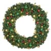 60" Lit LED Warm White Decorated Wreath - Traditional Décor - Bow Option Available