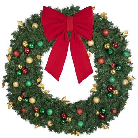 60" Unlit Decorated Wreath - Traditional Décor - Bow Option Available 4 60" Unlit Decorated Wreath - Traditional Décor - Bow Option Available - Image 4
