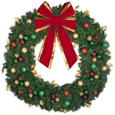 60" Unlit Decorated Wreath - Traditional Décor - Bow Option Available 3 60" Unlit Decorated Wreath - Traditional Décor - Bow Option Available - Image 3