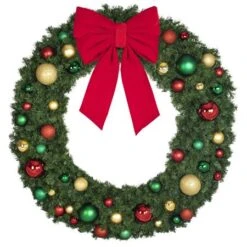 72" Unlit Decorated Wreath - Colors Of The Holidays - Bow Option Available 7 72" Unlit Decorated Wreath - Colors Of The Holidays - Bow Option Available -The King Of Christmas dw 72 coth b vb 24 r