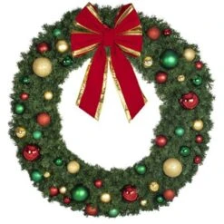 72" Unlit Decorated Wreath - Colors Of The Holidays - Bow Option Available 6 72" Unlit Decorated Wreath - Colors Of The Holidays - Bow Option Available -The King Of Christmas dw 72 coth b vb 24 rgt