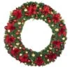 72" Unlit Decorated Wreath - DELUXE Royal Poinsettia - Bow Option Available