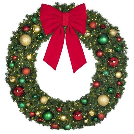 72" Lit LED Warm White Decorated Wreath - Colors Of The Holidays - Bow Option Available 4 72" Lit LED Warm White Decorated Wreath - Colors Of The Holidays - Bow Option Available - Image 4