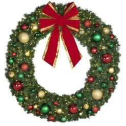 72" Lit LED Warm White Decorated Wreath - Colors Of The Holidays - Bow Option Available 6 72" Lit LED Warm White Decorated Wreath - Colors Of The Holidays - Bow Option Available -The King Of Christmas dw 72 led coth b vb 24 rgt
