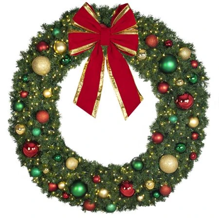 72" Lit LED Warm White Decorated Wreath - Colors Of The Holidays - Bow Option Available 3 72" Lit LED Warm White Decorated Wreath - Colors Of The Holidays - Bow Option Available - Image 3