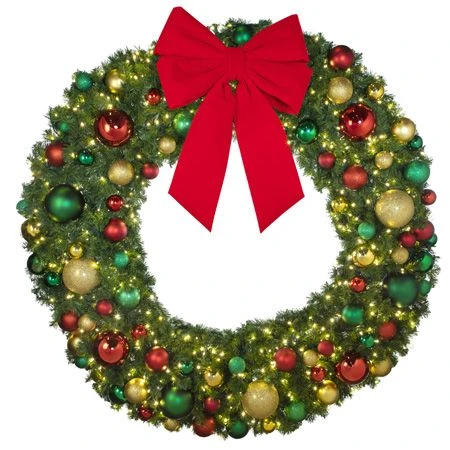 72" Lit LED Warm White Decorated Wreath - DELUXE Colors Of The Holidays - Bow Option Available 2 72" Lit LED Warm White Decorated Wreath - DELUXE Colors Of The Holidays - Bow Option Available - Image 2