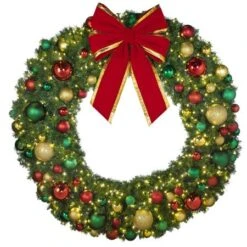 72" Lit LED Warm White Decorated Wreath - DELUXE Colors Of The Holidays - Bow Option Available 6 72" Lit LED Warm White Decorated Wreath - DELUXE Colors Of The Holidays - Bow Option Available -The King Of Christmas dw 72 led del coth b vb 24 rgt