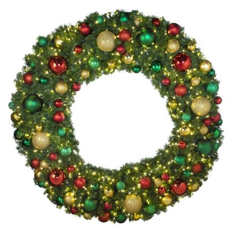 72" Lit LED Warm White Decorated Wreath - DELUXE Colors Of The Holidays - Bow Option Available 1 72" Lit LED Warm White Decorated Wreath - DELUXE Colors Of The Holidays - Bow Option Available
