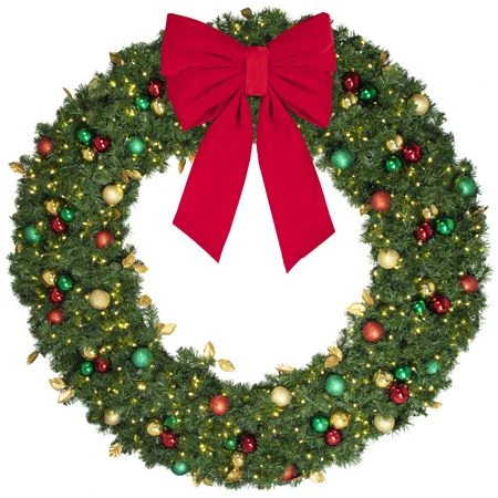 72" Lit LED Warm White Decorated Wreath - Traditional Décor - Bow Option Available 4 72" Lit LED Warm White Decorated Wreath - Traditional Décor - Bow Option Available - Image 4