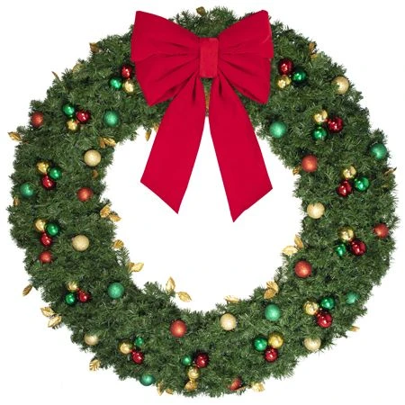 72" Unlit Decorated Wreath - Traditional Décor - Bow Option Available 3 72" Unlit Decorated Wreath - Traditional Décor - Bow Option Available - Image 3