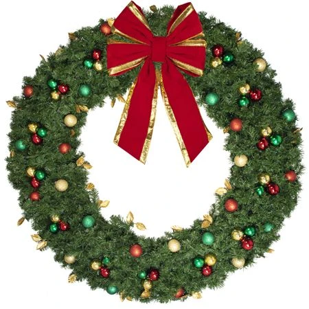 72" Unlit Decorated Wreath - Traditional Décor - Bow Option Available 2 72" Unlit Decorated Wreath - Traditional Décor - Bow Option Available - Image 2