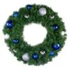 30" Unlit Decorated Wreath - Blue And Silver Décor - Bow Option Available