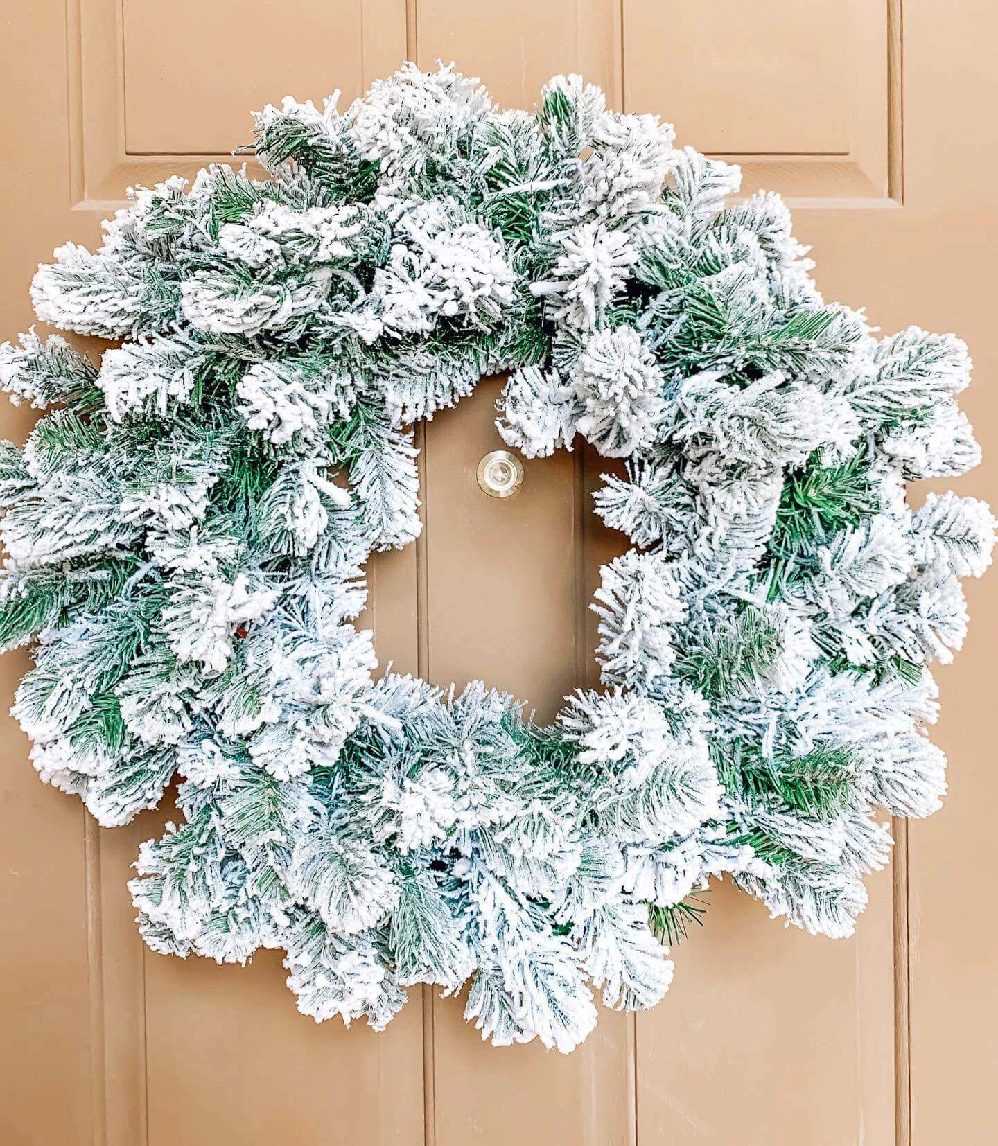 King Of Christmas 24" King Flock® Wreath Unlit 8 King Of Christmas 24" King Flock® Wreath Unlit - Image 8