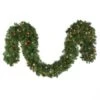 9' X 14", Deluxe Oregon Fir Garland, Lit-Pure White, Red