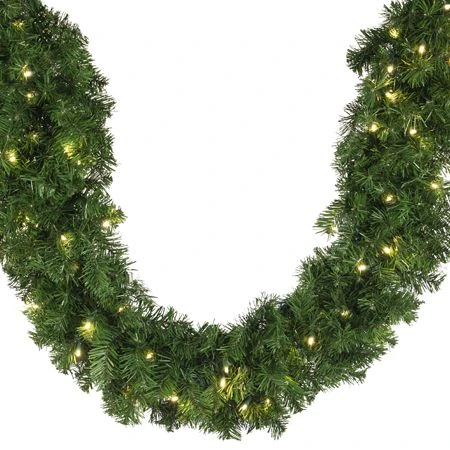 9' X14" Deluxe Oregon Fir Garland, Lit, Warm White 2 9' X14" Deluxe Oregon Fir Garland, Lit, Warm White - Image 2