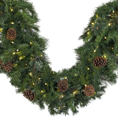 9' X 18" Mixed Pine Garland, Lit 2 9' X 18" Mixed Pine Garland, Lit - Image 2