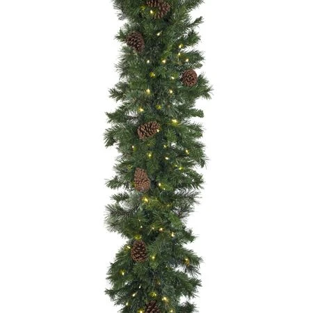 9' X 18" Mixed Pine Garland, Lit 4 9' X 18" Mixed Pine Garland, Lit - Image 4