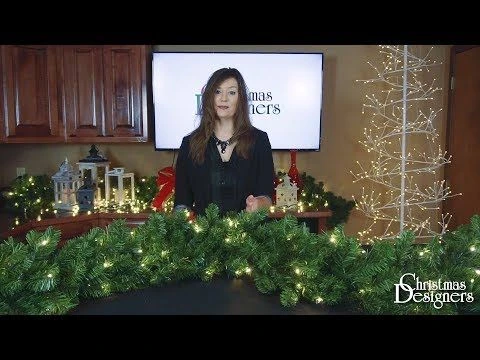 Decorated - 9' X 18" Oregon Fir Garland - LED - DELUXE Royal Poinsettia 4 Decorated - 9' X 18" Oregon Fir Garland - LED - DELUXE Royal Poinsettia - Image 4