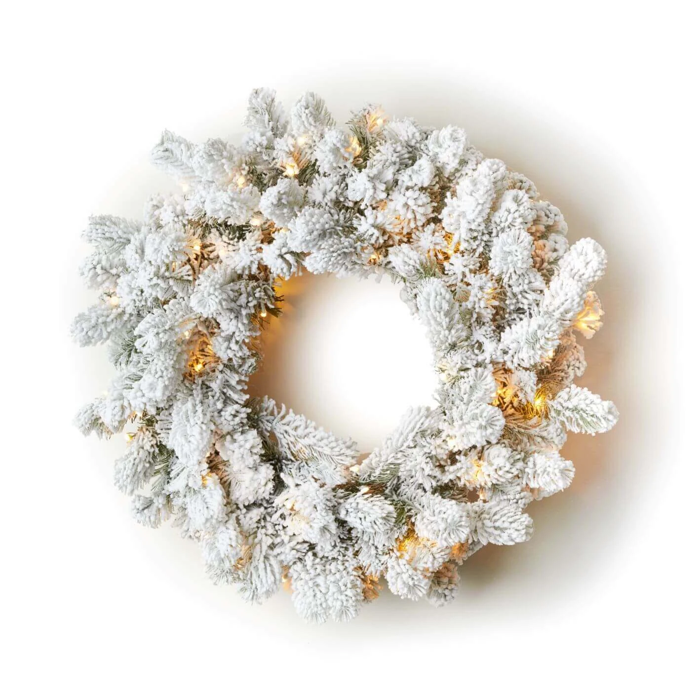 King Of Christmas 24" King Flock® Wreath With Warm White LED Lights (Battery Operated) 2 King Of Christmas 24" King Flock® Wreath With Warm White LED Lights (Battery Operated) - Image 2