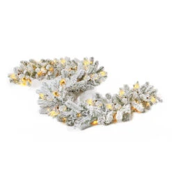 King Of Christmas 9' X 12" King Flock® Garland With LED Lights (Battery Operated) -The King Of Christmas king flock prelit led garland plug operated