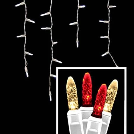 LED Icicle Lights - 70 Light Set - Warm White & Red 1 LED Icicle Lights - 70 Light Set - Warm White & Red