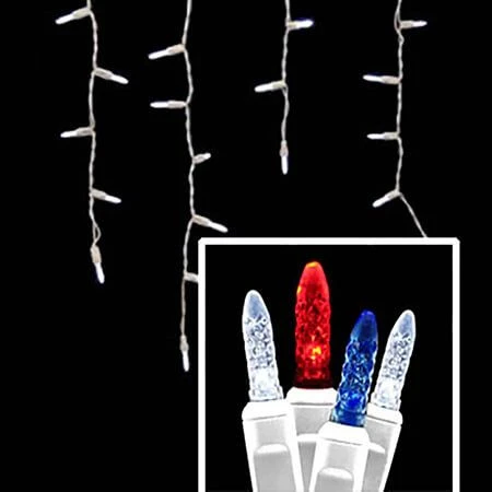 LED Icicle Lights - 70 Light Set - Red, White & Blue 1 LED Icicle Lights - 70 Light Set - Red, White & Blue