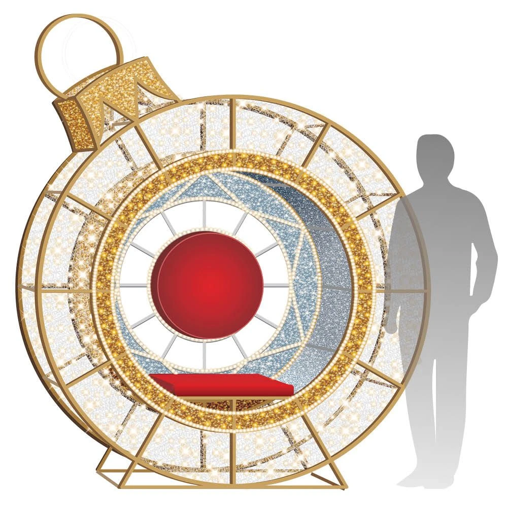 8' LED Ornament Icon - Photo Op Feature Piece With Deluxe Red Seat 1 8' LED Ornament Icon - Photo Op Feature Piece With Deluxe Red Seat