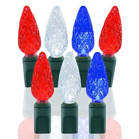 70 Light Red, White & Blue C6 LED Christmas Lights 1 70 Light Red, White & Blue C6 LED Christmas Lights