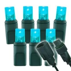 Wide Angle Conical - 4" Spacing, 70 Bulb, Green Cord, UL Coaxial RY Plug - 22 Gauge - Full Wave - Aqua