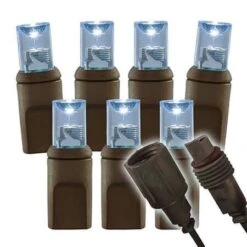 Wide Angle Conical - 6" Spacing, 50 Bulb, Brown Cord, UL Coaxial RY Plug - Full Wave - Pure White