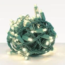 Wide Angle Conical - 4" Spacing, 70 Bulb, Grn Cord, UL Coaxial RY Plug - Full Wave - Warm White - Balled