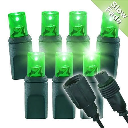 Slow Fade Green Wide Angle Conical - 4" Spacing, 70 Bulb, Grn Cord, UL Coaxial RY Plug - Full Wave 1 Slow Fade Green Wide Angle Conical - 4" Spacing, 70 Bulb, Grn Cord, UL Coaxial RY Plug - Full Wave
