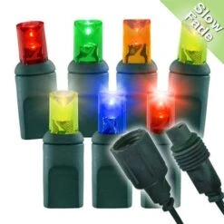 Slow Fade Multi Wide Angle Conical - 4" Spacing, 70 Bulb, Grn Cord, UL Coaxial RY Plug - Full Wave