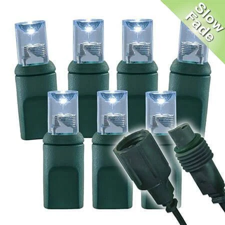 Slow Fade Pure White Wide Angle Conical - 4" Spacing, 70 Bulb, Grn Cord, UL Coxial RY Plug - Full Wave 1 Slow Fade Pure White Wide Angle Conical - 4" Spacing, 70 Bulb, Grn Cord, UL Coxial RY Plug - Full Wave