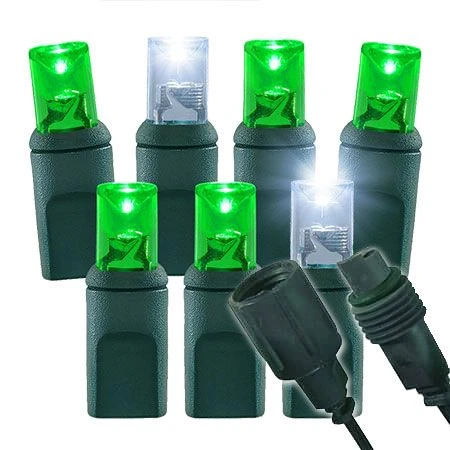 1/5 Strobing Wide Angle Conical LED - 4" Spacing, 70 Bulb, Grn Cord, UL Coaxial RY Plug - Full Wave - Pure White Strobe With Green 1 1/5 Strobing Wide Angle Conical LED - 4" Spacing, 70 Bulb, Grn Cord, UL Coaxial RY Plug - Full Wave - Pure White Strobe With Green