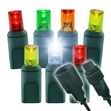 1/5 Strobing Wide Angle Conical LED - 4" Spacing, 70 Bulb, Grn Cord, UL Coaxial RY Plug - Full Wave - Pure White Stobe With Multi 1 1/5 Strobing Wide Angle Conical LED - 4" Spacing, 70 Bulb, Grn Cord, UL Coaxial RY Plug - Full Wave - Pure White Stobe With Multi