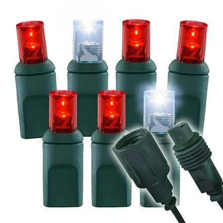 1/5 Strobing Wide Angle Conical LED - 4" Spacing, 70 Bulb, Grn Cord, UL Coaxial RY Plug - Full Wave - Pure White Strobe With Red 1 1/5 Strobing Wide Angle Conical LED - 4" Spacing, 70 Bulb, Grn Cord, UL Coaxial RY Plug - Full Wave - Pure White Strobe With Red