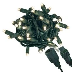 Wide Angle Conical - 6" Spacing, 50 Bulb, Grn Cord, UL Coaxial RY Plug - Full Wave - Warm White - Balled