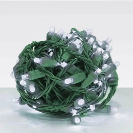 Wide Angle Conical - 4" Spacing, 70 Bulb, Grn Cord, UL Coaxial RY Plug - Full Wave - Pure White - Balled 1 Wide Angle Conical - 4" Spacing, 70 Bulb, Grn Cord, UL Coaxial RY Plug - Full Wave - Pure White - Balled