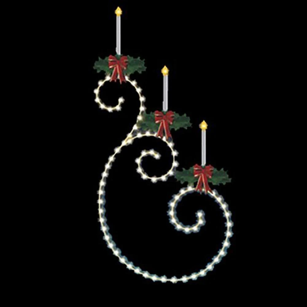 Candle Scroll 3' 3" W X 7' 5" T, 69 Bulbs, LED 1 Candle Scroll 3' 3" W X 7' 5" T, 69 Bulbs, LED