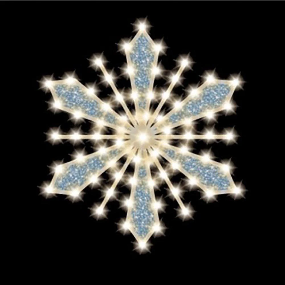 Glittered-Filled Snowflake, 36", 70 Bulbs, LED 1 Glittered-Filled Snowflake, 36", 70 Bulbs, LED