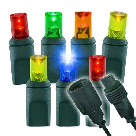 1/5 Strobing Wide Angle Conical LED - 4" Spacing, 70 Bulb, Grn Cord, UL Coaxial RY Plug - Full Wave - Multi 1 1/5 Strobing Wide Angle Conical LED - 4" Spacing, 70 Bulb, Grn Cord, UL Coaxial RY Plug - Full Wave - Multi