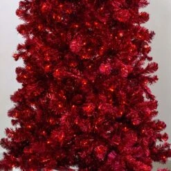 7.5' Indoor LED Shimmer Spruce Tinsel Christmas Tree - Red -The King Of Christmas t it 75 1238 r 4 crop