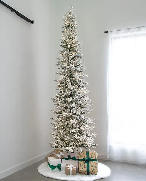9' Indoor LED Flocked Alpine Fir Christmas Tree - Warm White 1 9' Indoor LED Flocked Alpine Fir Christmas Tree - Warm White