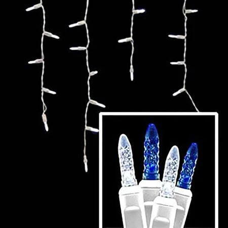 LED Twinkle Icicle Lights - 70 Light Set - Pure White & Blue 1 LED Twinkle Icicle Lights - 70 Light Set - Pure White & Blue