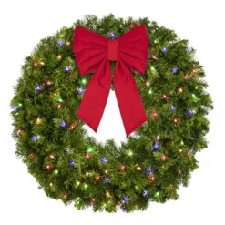 36" Lit Multicolor Deluxe Oregon Fir Wreath - Bow Option Available -The King Of Christmas w 36 dofl m b vb 12 r