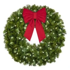 36" Lit Pure White Deluxe Oregon Fir Wreath - Bow Option Available -The King Of Christmas w 36 dofl pw b vb 12 r