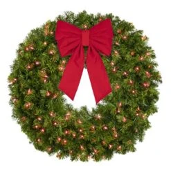36" Lit Red Deluxe Oregon Fir Wreath - Bow Option Available -The King Of Christmas w 36 dofl r b vb 12 r